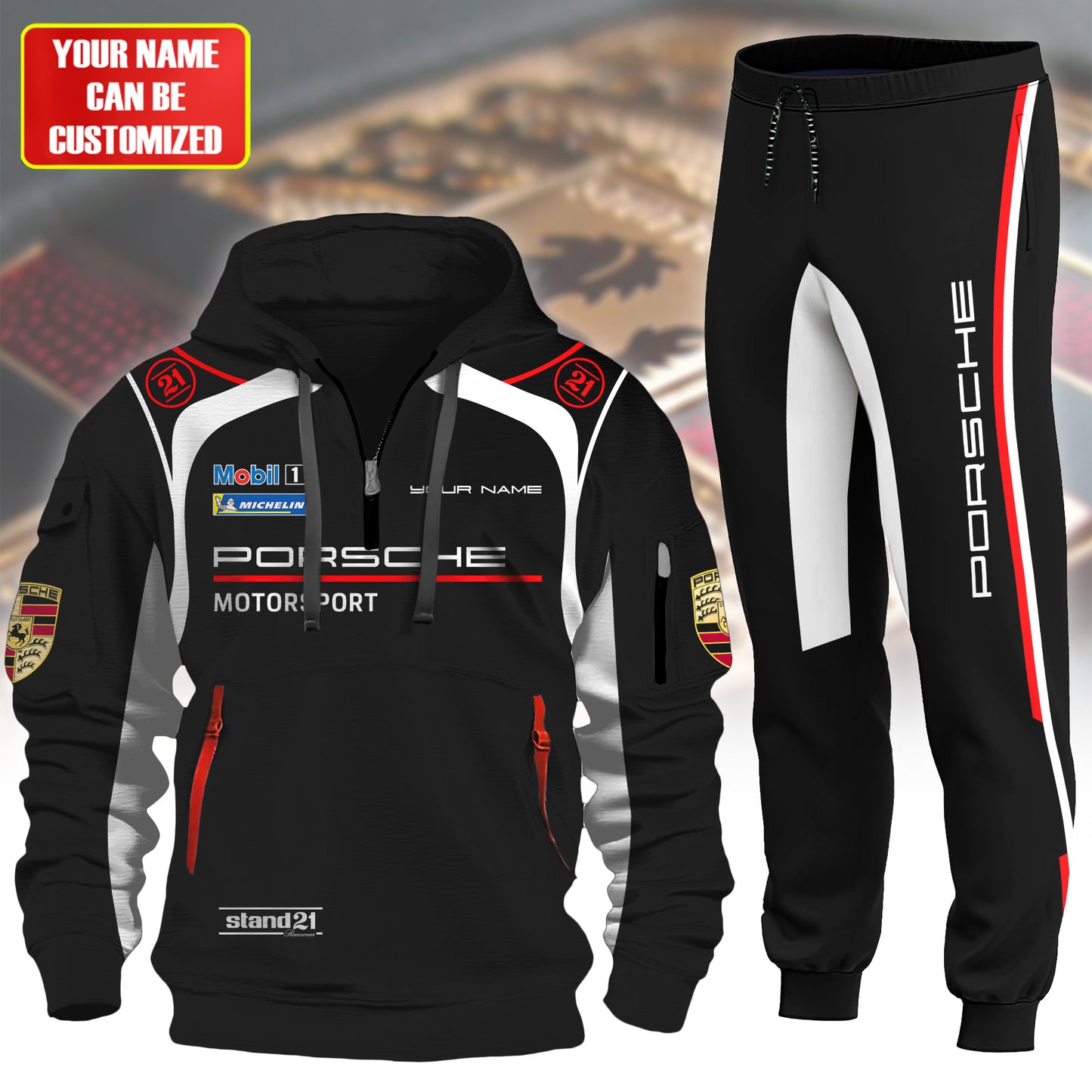 Personalized Pors Motorsport 3D Cotton Hoodie and Sweatpants set