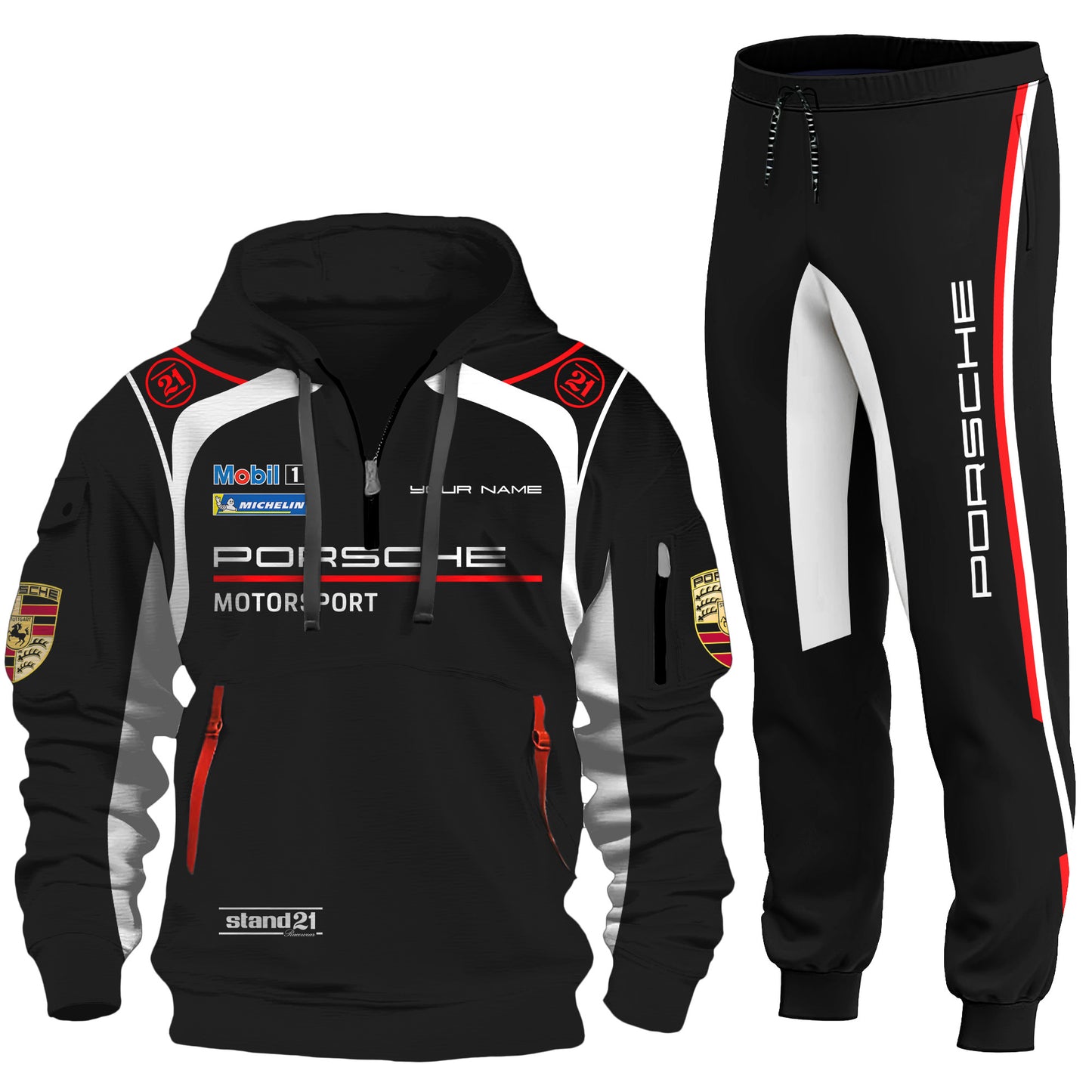 Personalized Pors Motorsport 3D Cotton Hoodie and Sweatpants set