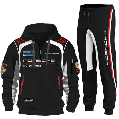 Personalized Pors Motorsport 3D Cotton Hoodie and Sweatpants set
