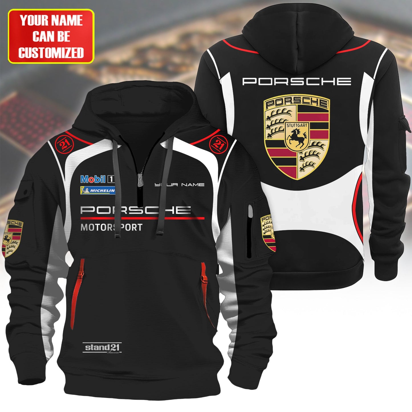 Personalized Pors Motorsport 3D Cotton Hoodie and Sweatpants set