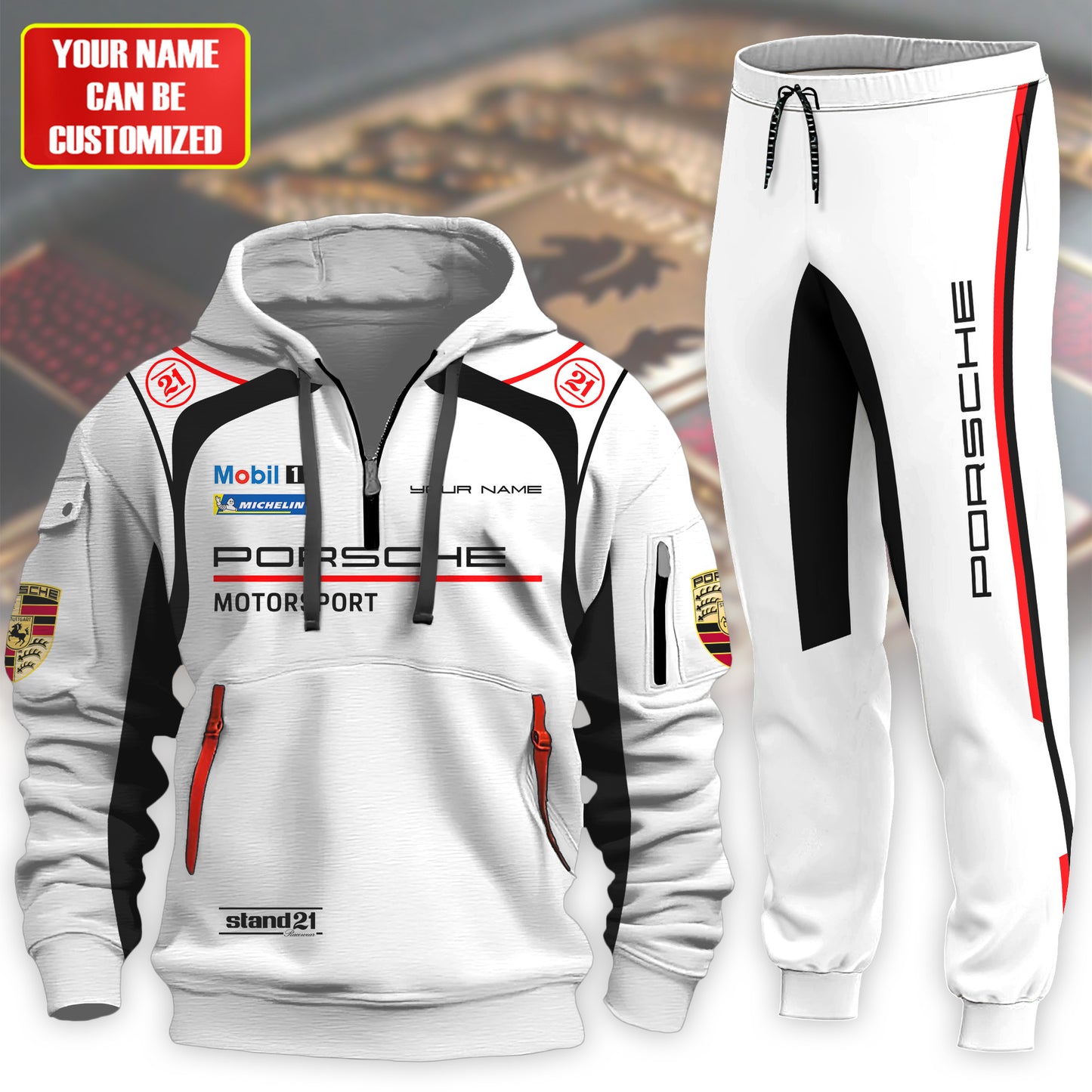 Personalized Pors Motorsport 3D Cotton Hoodie and Sweatpants set