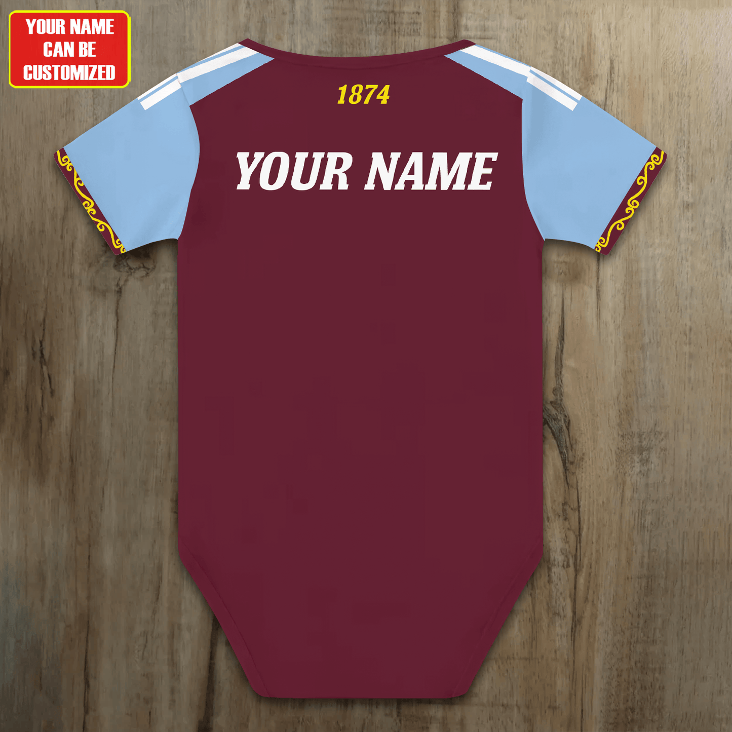 Customized Aston Villa Soccer Jersey , Baby Rib Bodysuit Sizes