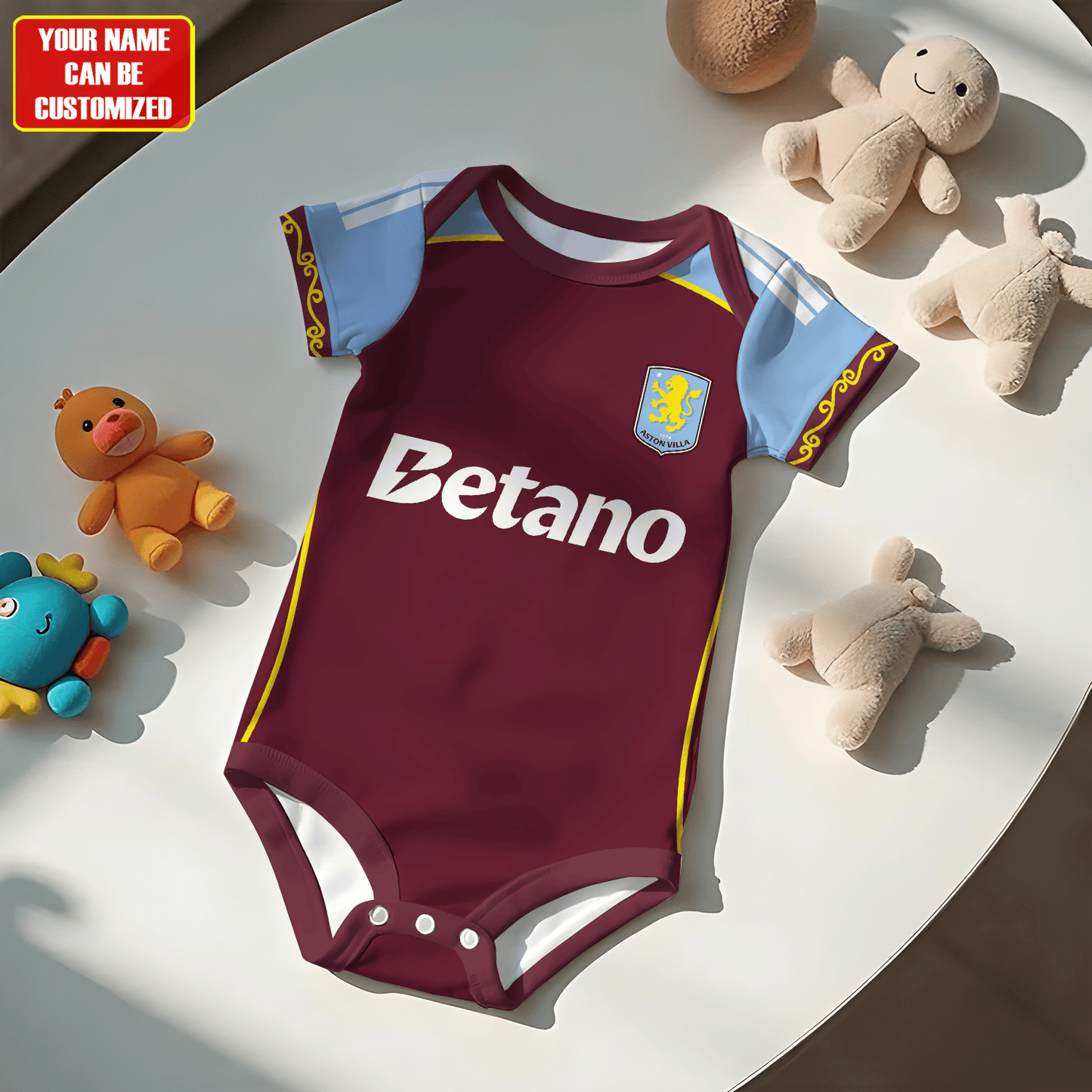 Customized Aston Villa Soccer Jersey , Baby Rib Bodysuit Sizes