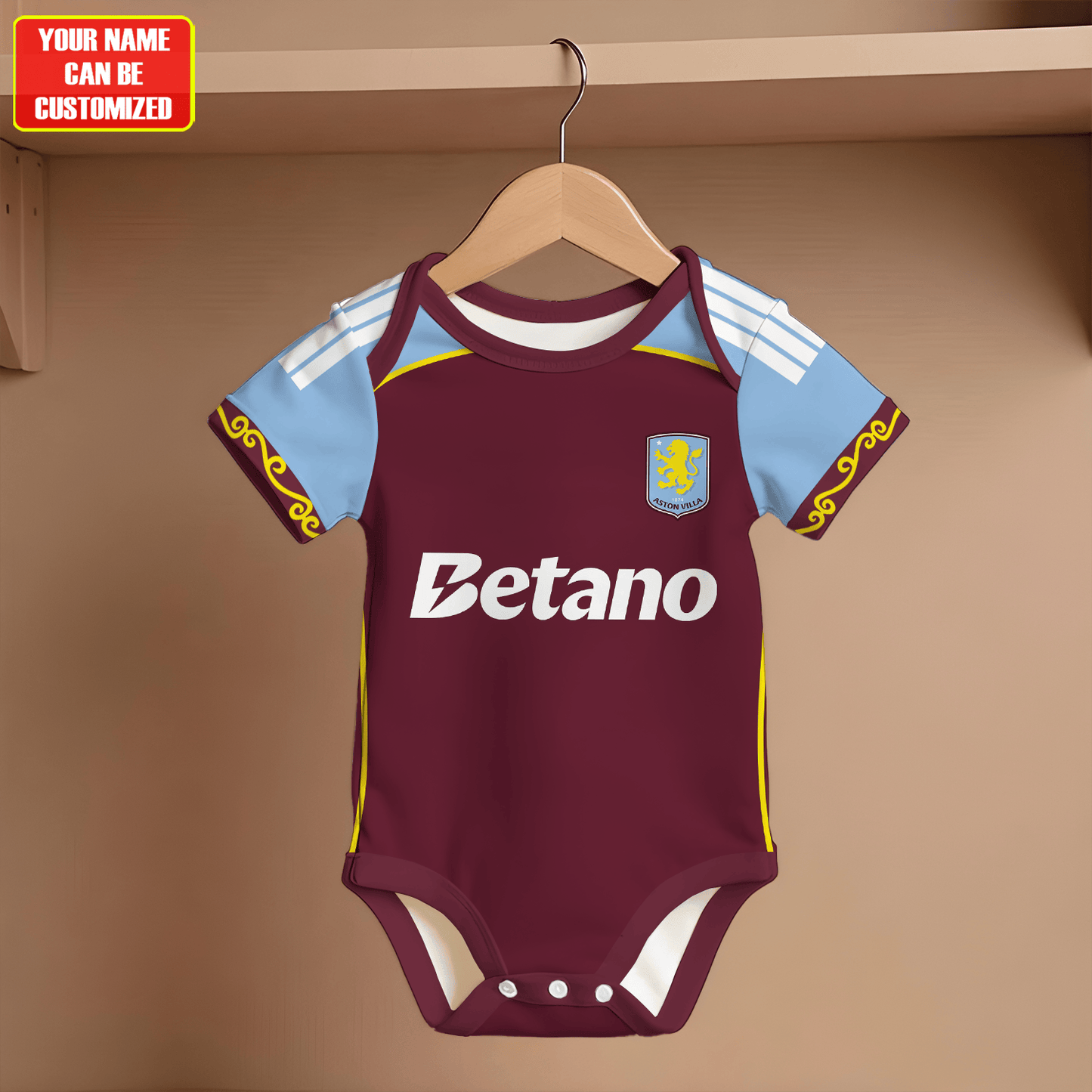 Customized Aston Villa Soccer Jersey , Baby Rib Bodysuit Sizes