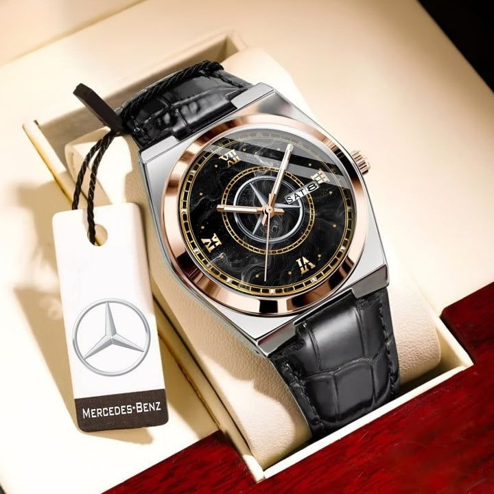 Personalized Merc Elegant Leather Strap Watch