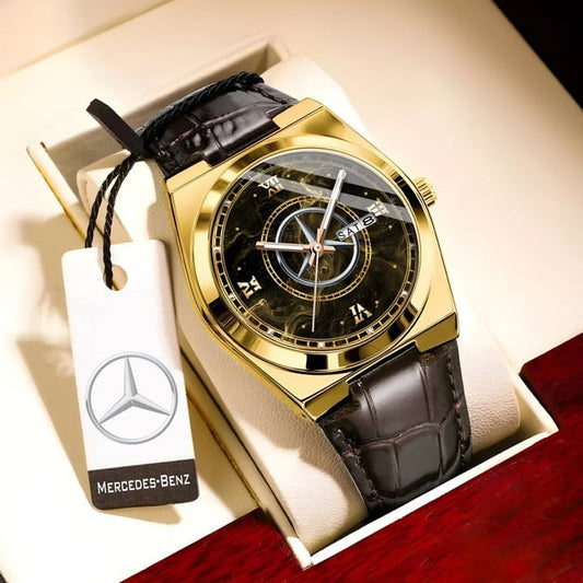 Personalized Merc Elegant Leather Strap Watch
