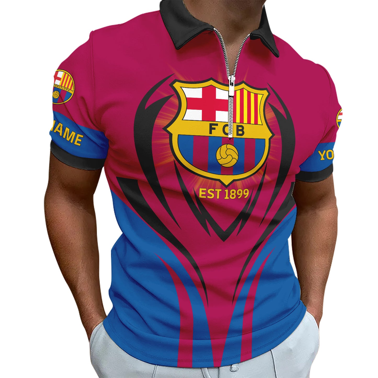 Personalized Barca FC 3D Full Printing Set , Barca FC Shirt , Zipper Polo, Hoodie , Short , Polo , hawaii