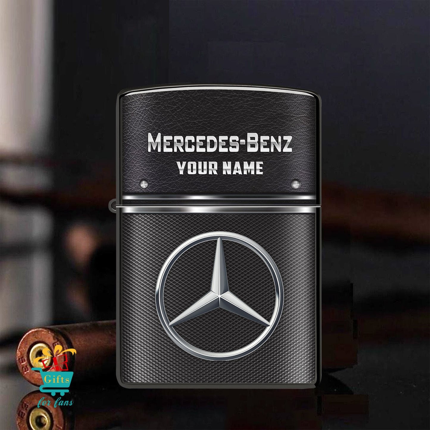Personalized Merc Leather Zippo Lighter