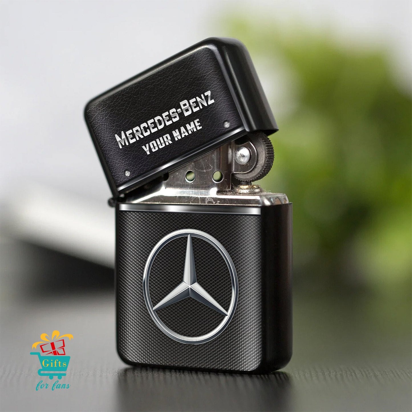 Personalized Merc Leather Zippo Lighter