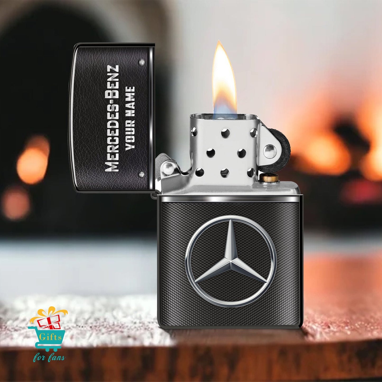 Personalized Merc Leather Zippo Lighter