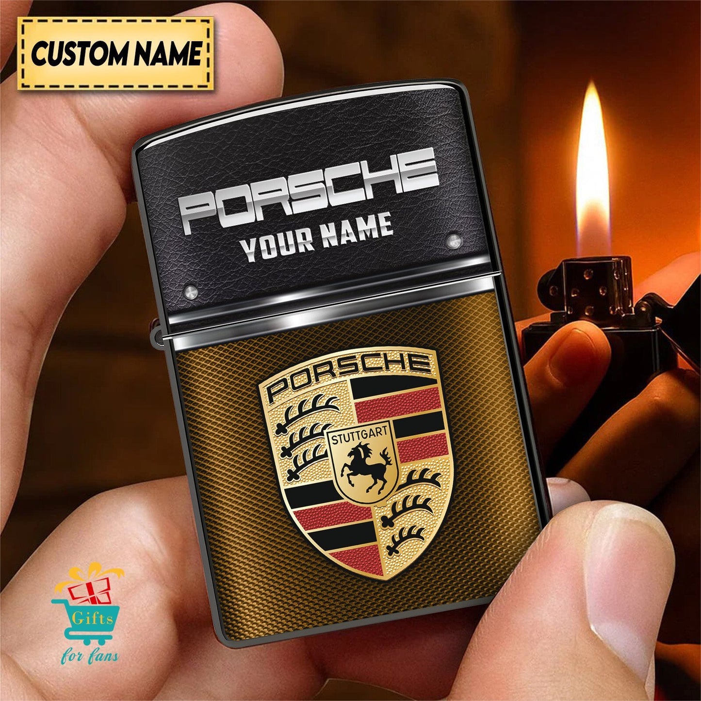 Personalized Pors Leather Zippo Lighter