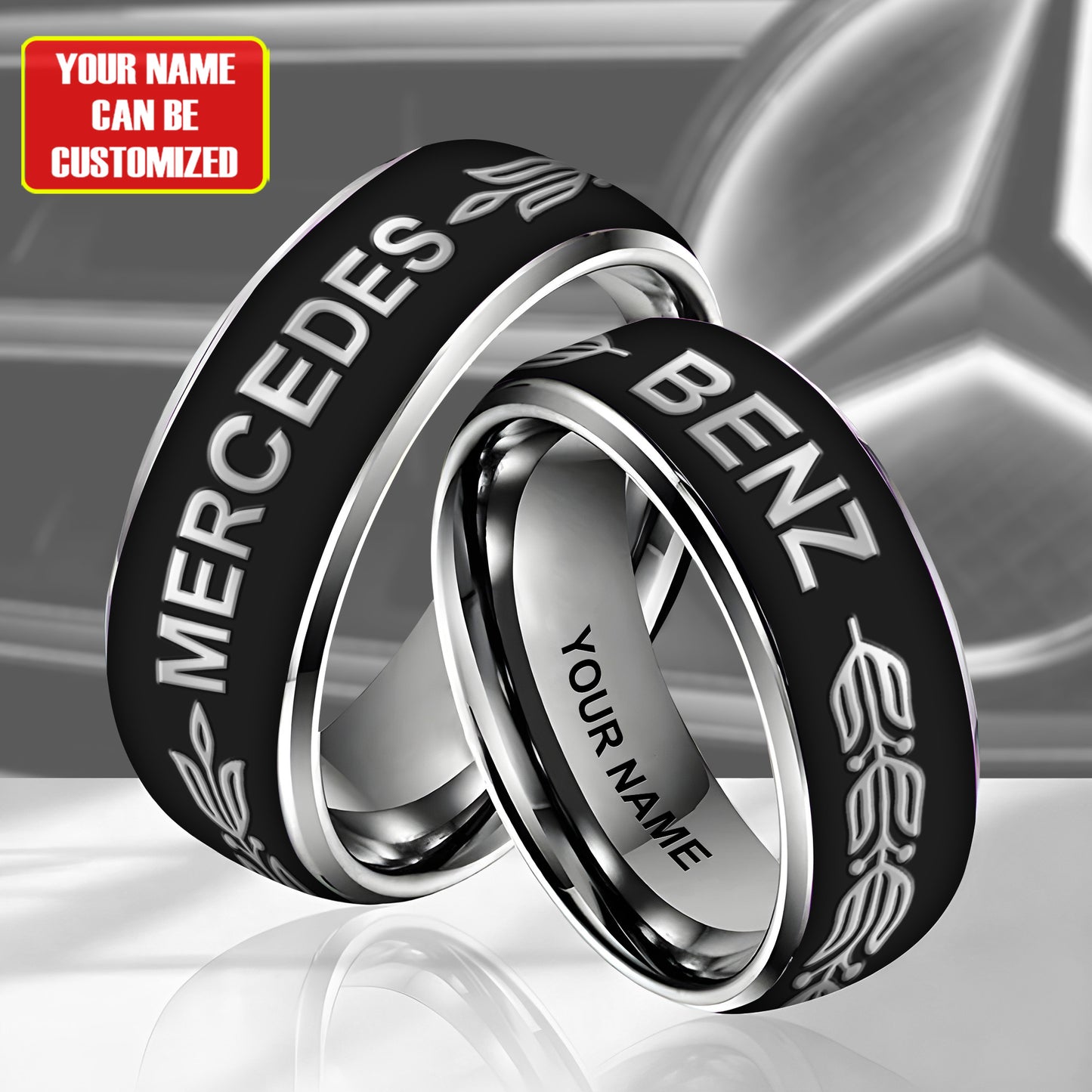 Personalized Merc Benz Luxury Custom Alloy Ring