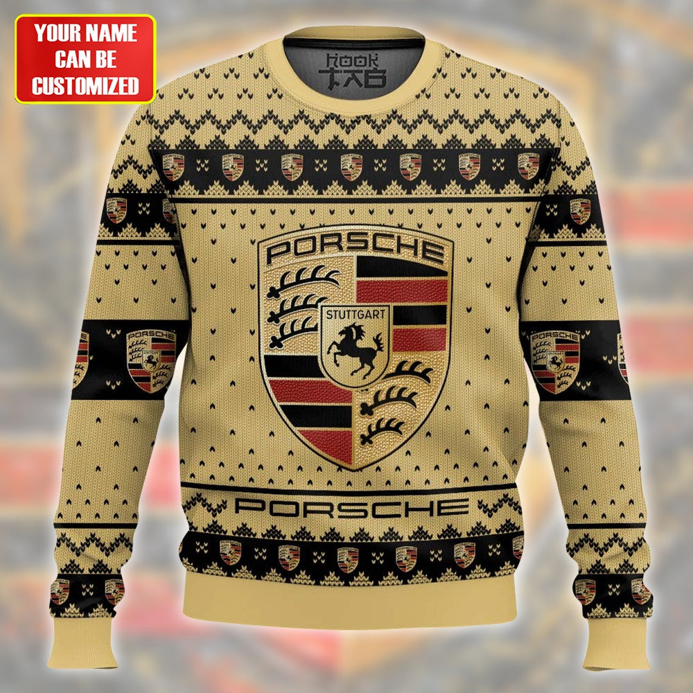 Personalized Pors Ugly Christmas Sweater , Unisex Wool Sweater
