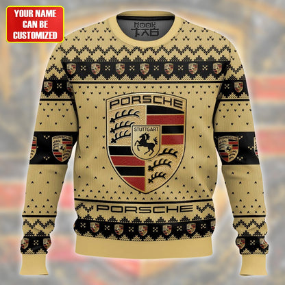 Personalized Pors Ugly Christmas Sweater , Unisex Wool Sweater