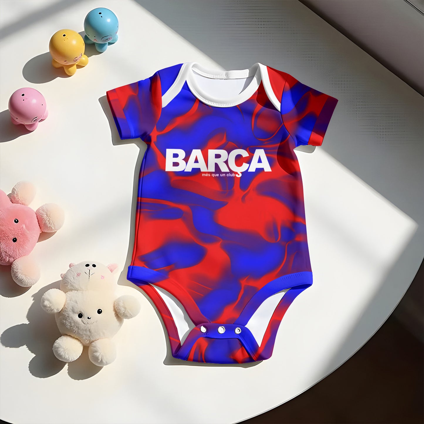 Customized Barca FC Soccer Jersey , Baby Rib Bodysuit Sizes