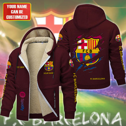 Personalized Barca FC Fleece 3D Unisex Hooded Jacket
