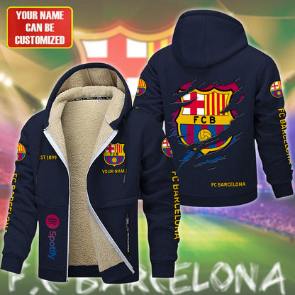 Personalized Barca FC Fleece 3D Unisex Hooded Jacket