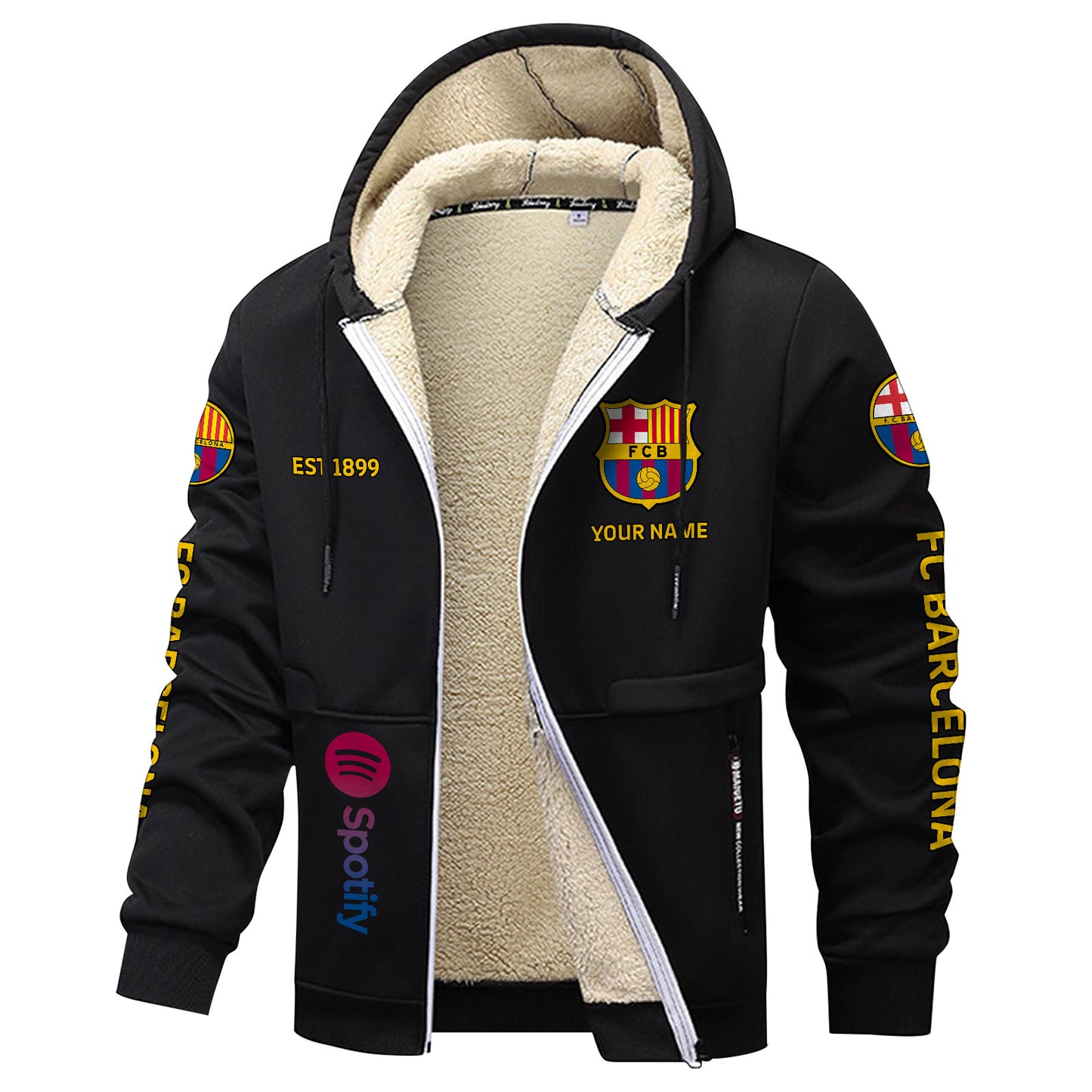 Personalized Barca FC Fleece 3D Unisex Hooded Jacket