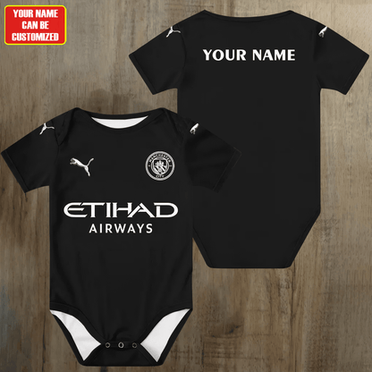 Customized Man City Away Soccer Jersey , Baby Rib Bodysuit Sizes