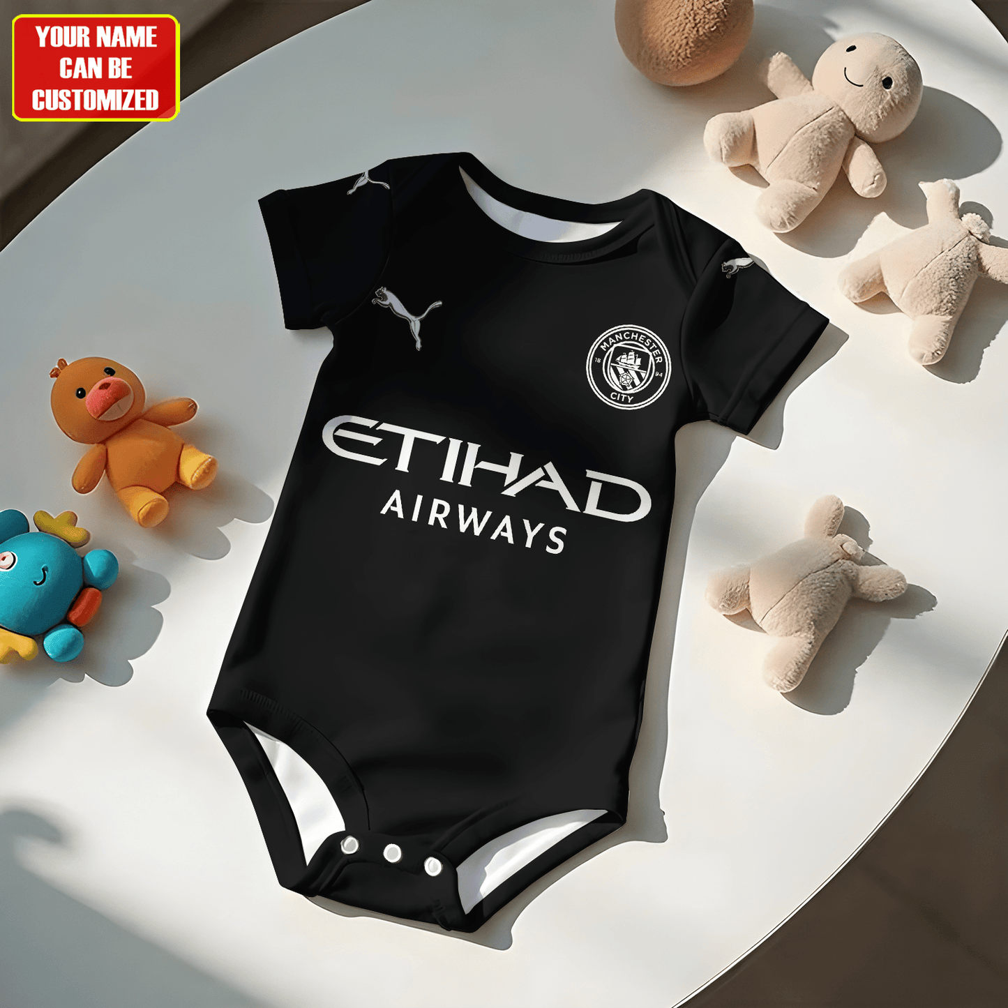 Customized Man City Away Soccer Jersey , Baby Rib Bodysuit Sizes