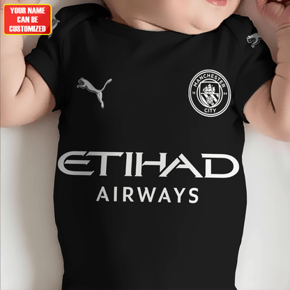 Customized Man City Away Soccer Jersey , Baby Rib Bodysuit Sizes