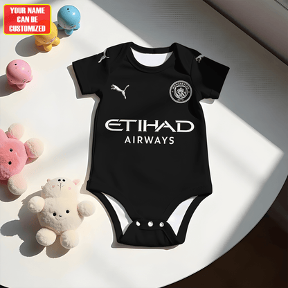Customized Man City Away Soccer Jersey , Baby Rib Bodysuit Sizes