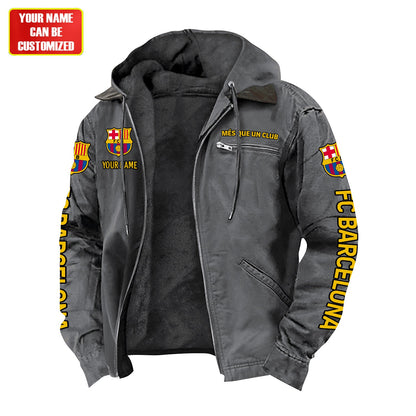 Personalized FC Barcelona Fur lining Paddle Jacket