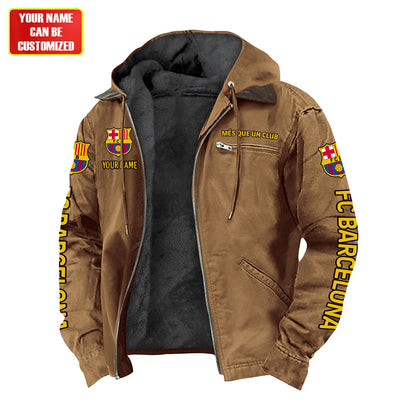 Personalized FC Barcelona Fur lining Paddle Jacket