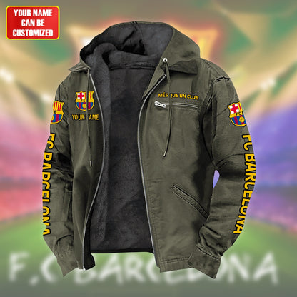 Personalized FC Barcelona Fur lining Paddle Jacket