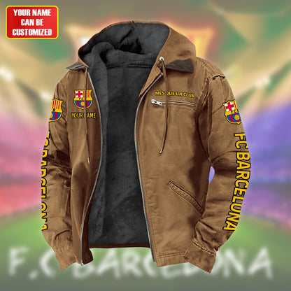 Personalized FC Barcelona Fur lining Paddle Jacket