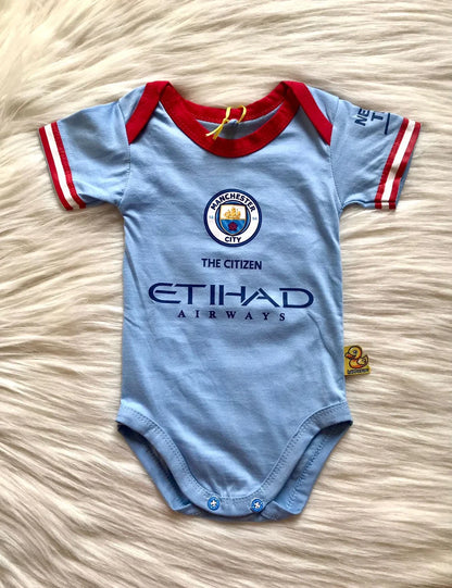 Customized Man City Soccer Jersey , Baby Rib Bodysuit Sizes V2
