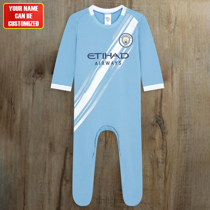 Man City Soccer Customized Baby Rib Sleepwear
