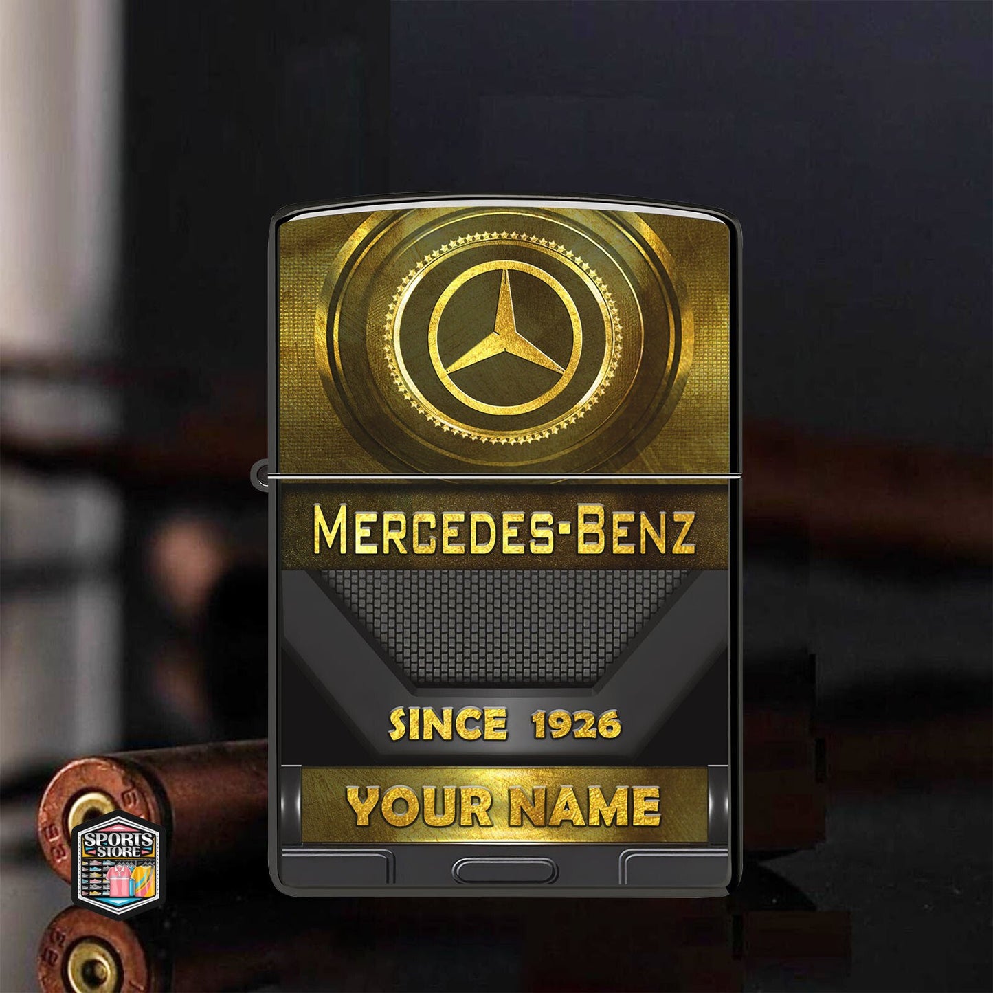 Personalized Merc Golden Luxury Zippo Lighter
