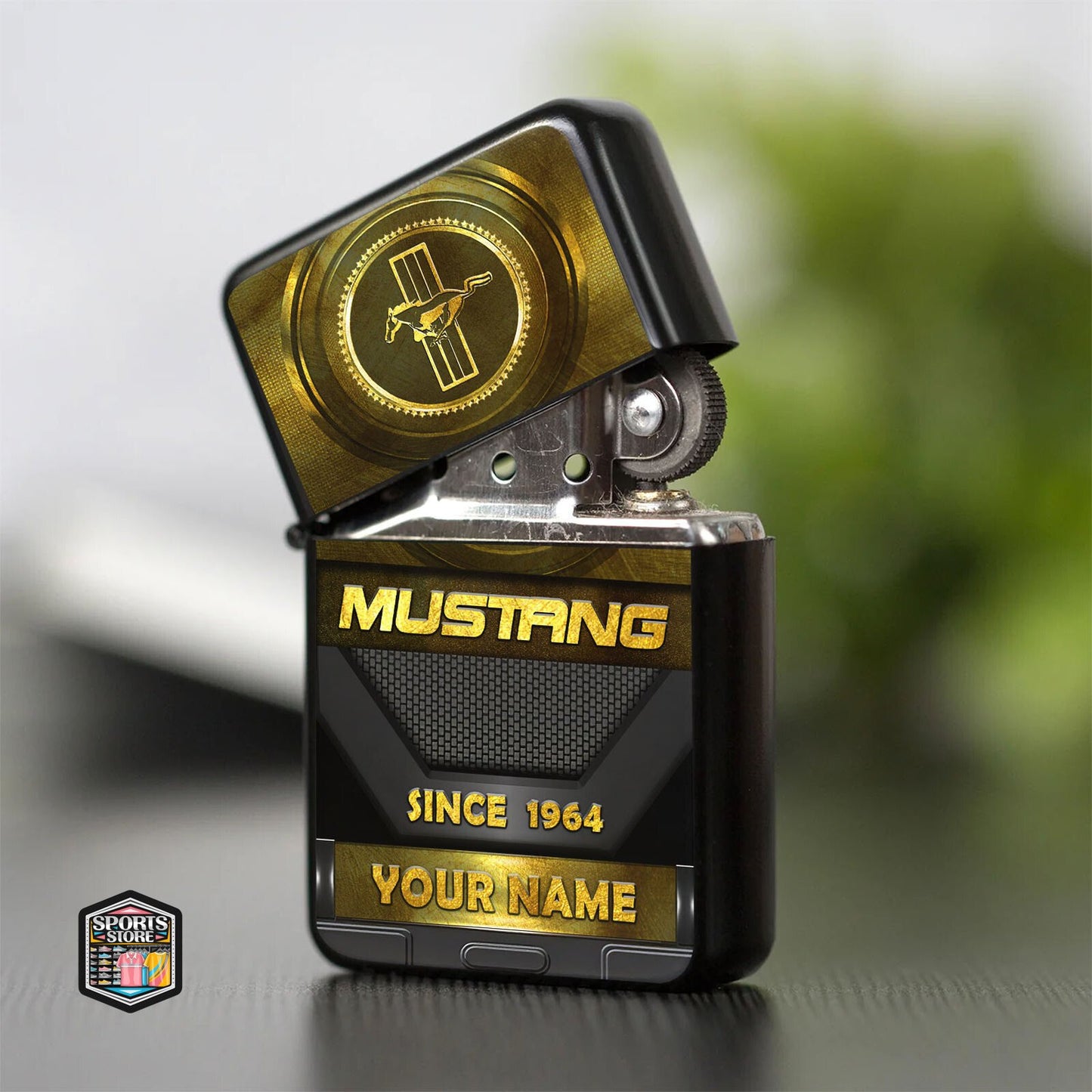 Personalized F Mustang Golden Luxury Zippo Lighter