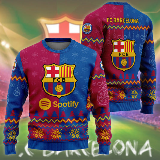 Barça FC Ugly Christmas Sweater , Unisex Wool Sweater