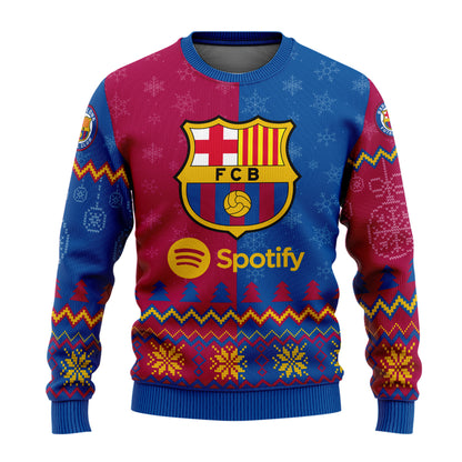 Barça FC Ugly Christmas Sweater , Unisex Wool Sweater