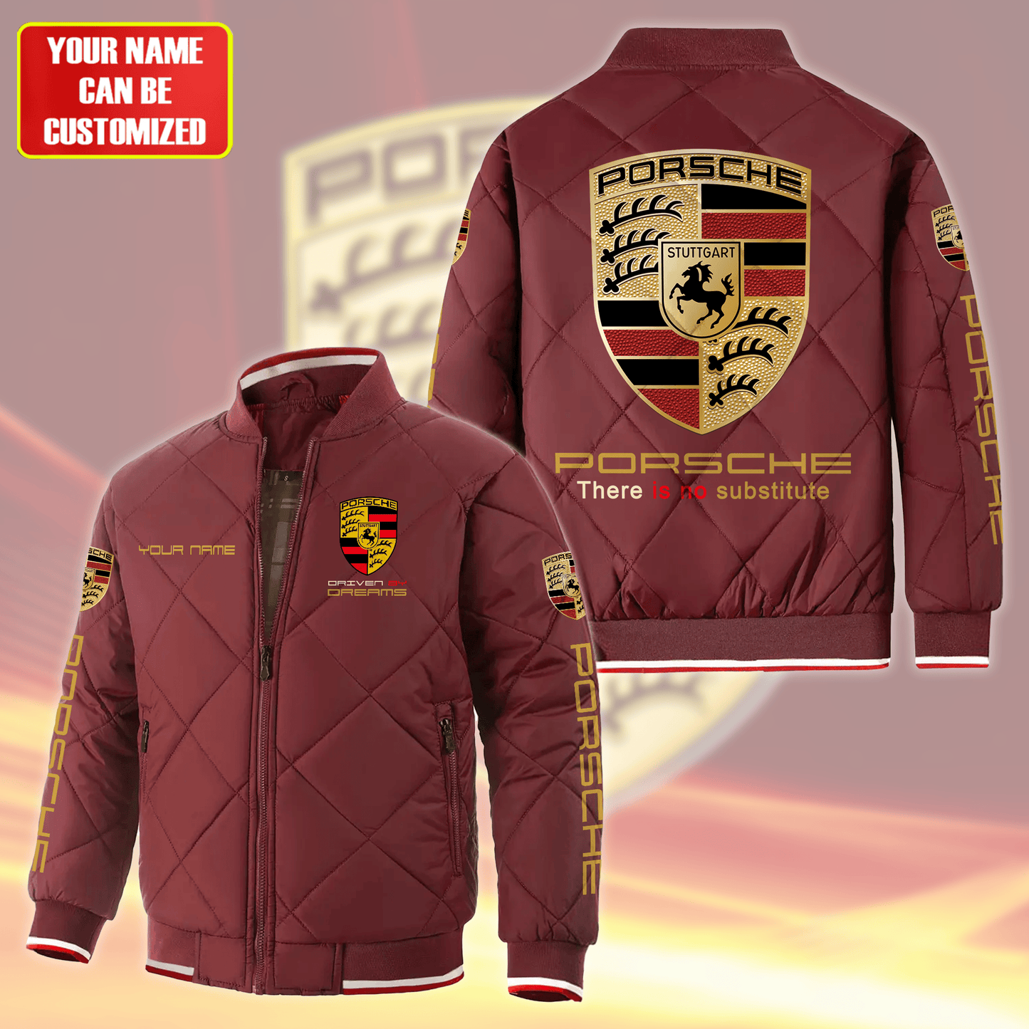 Personalized Pors Sport Puffer Bomber Jacket