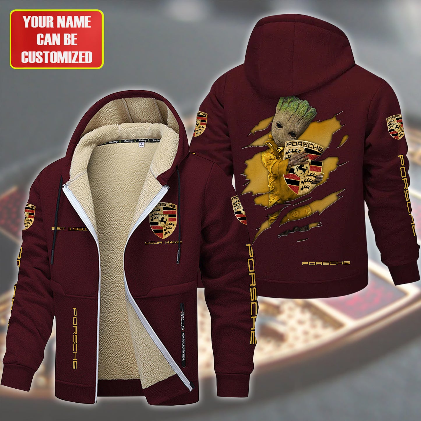 Personalized Pors Gr Fleece 3D Unisex Hooded Jacket