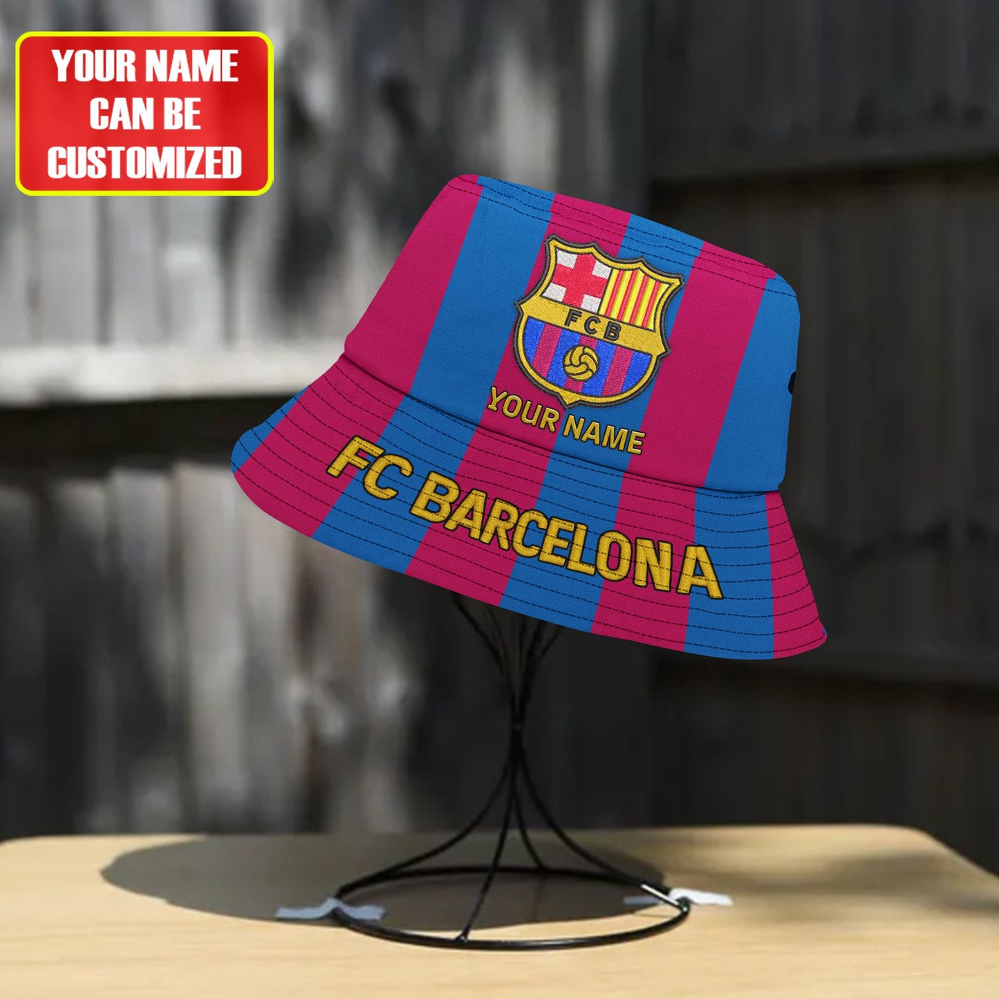 Custom Name Barca Embroidery Pattern Bucket Hat