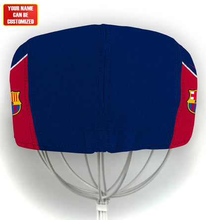 Personalized Barca FC Flat Cap, Jeff Cap (Head size can be adjusted)