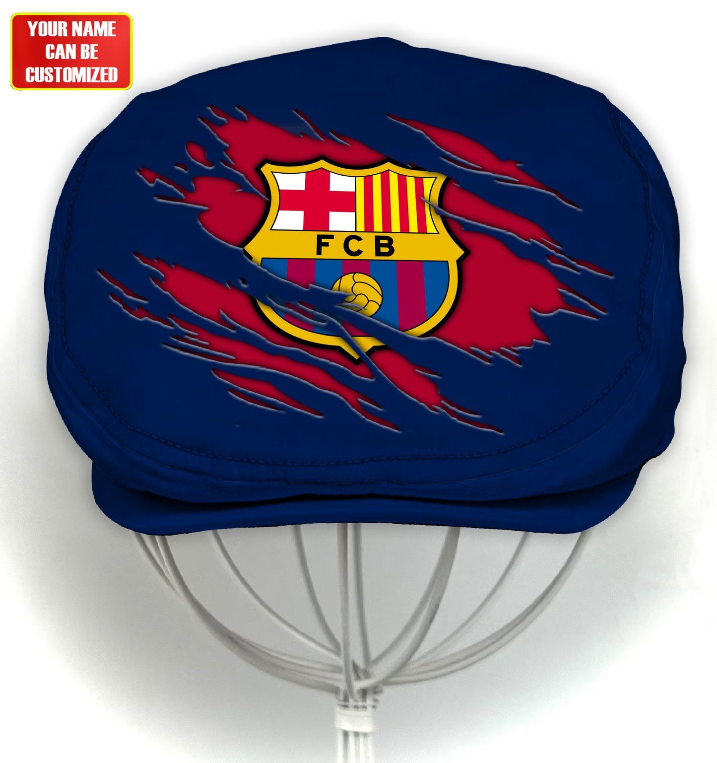Personalized Barca FC Flat Cap, Jeff Cap (Head size can be adjusted)