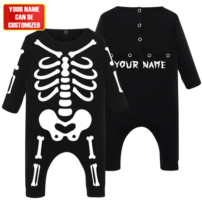 Funny Skeleton Halloween Customized Baby Rib Sleepwear