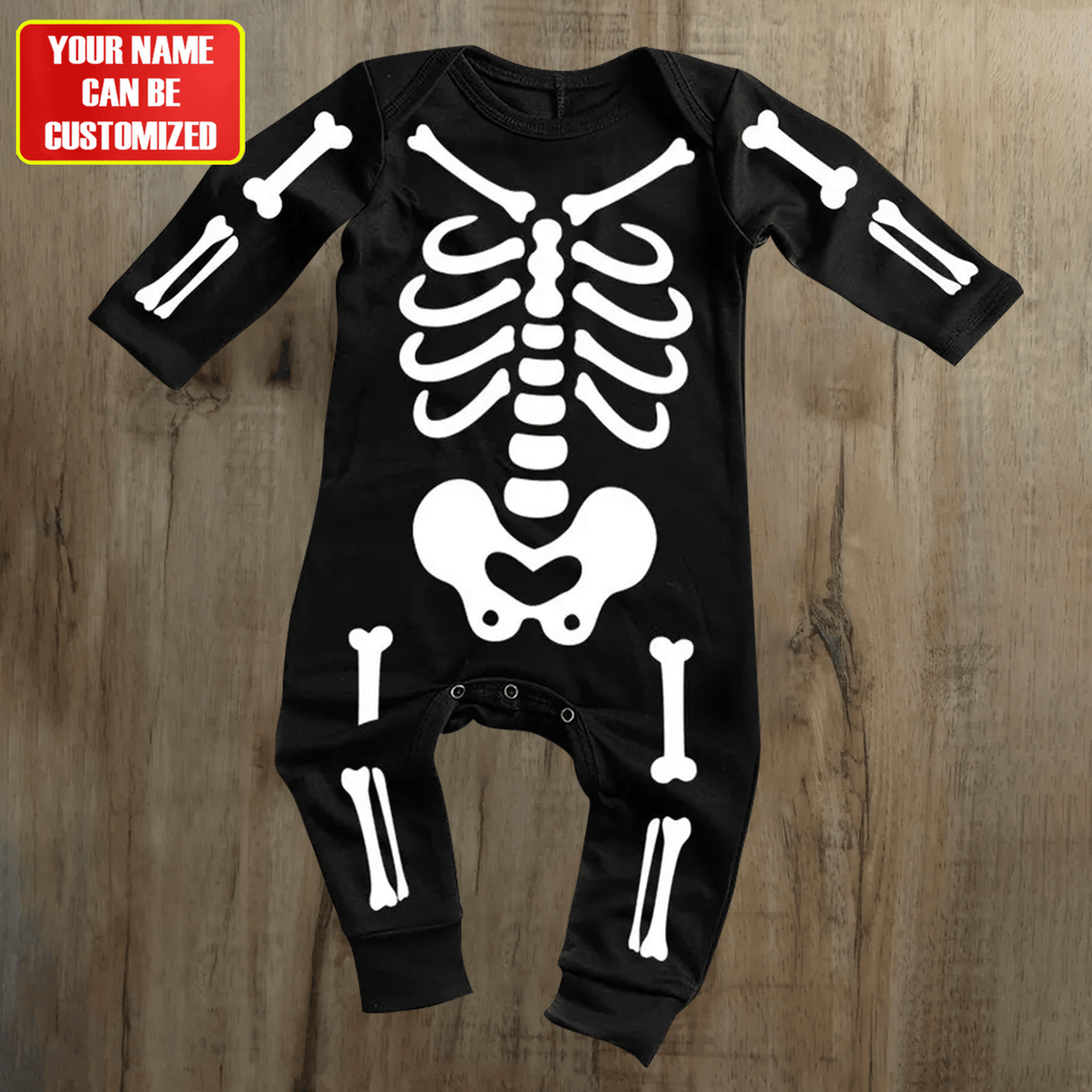 Funny Skeleton Halloween Customized Baby Rib Sleepwear
