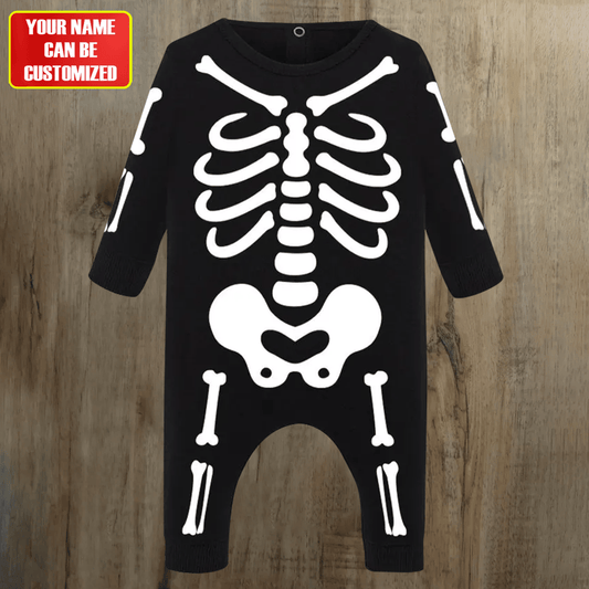 Funny Skeleton Halloween Customized Baby Rib Sleepwear