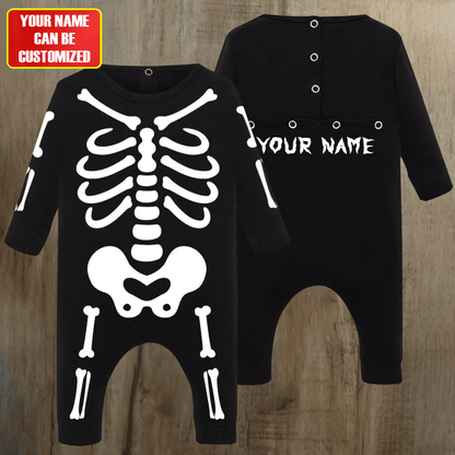 Funny Skeleton Halloween Customized Baby Rib Sleepwear