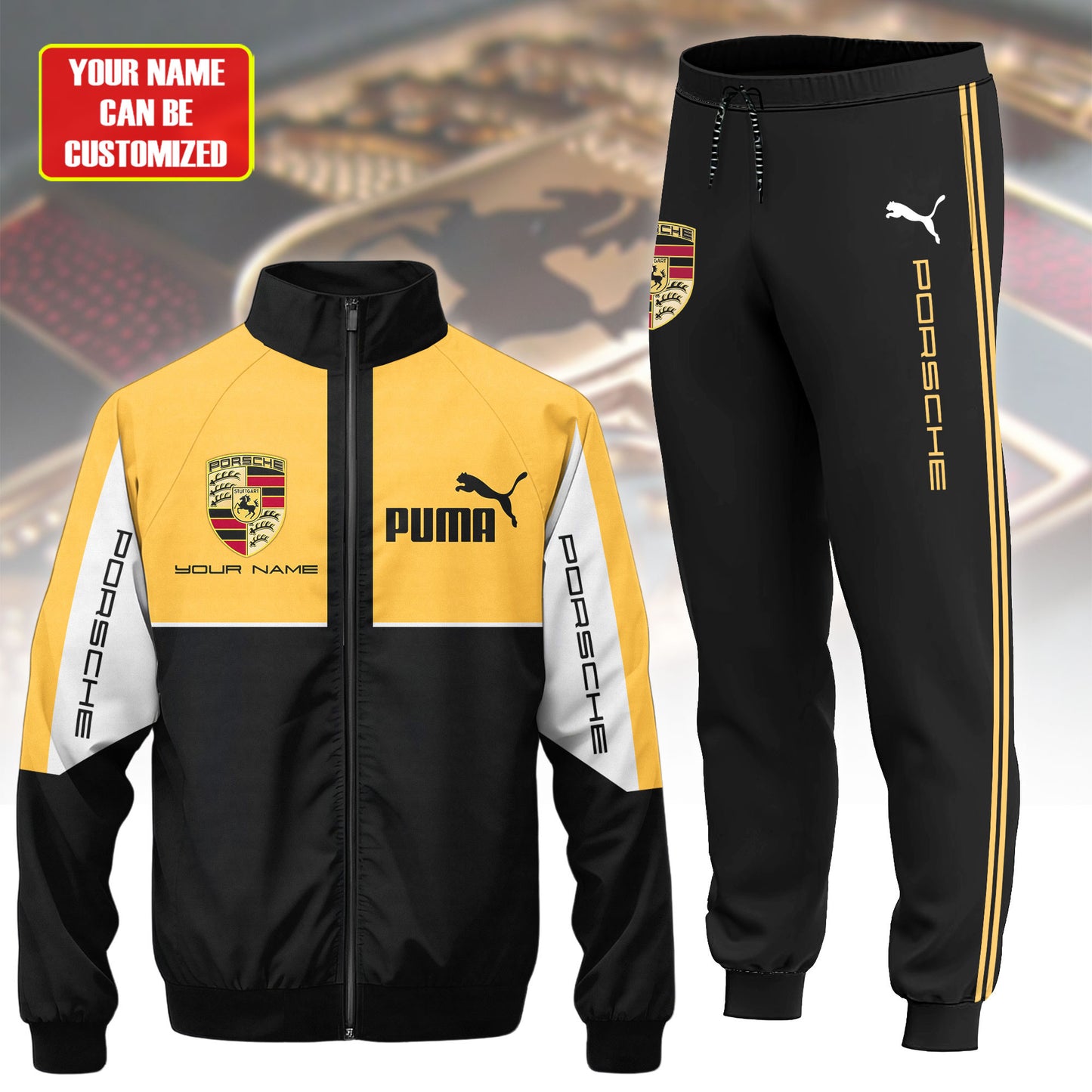 Personalized Pors X PM Zipper Stand Collar Jacket & Sweatpants