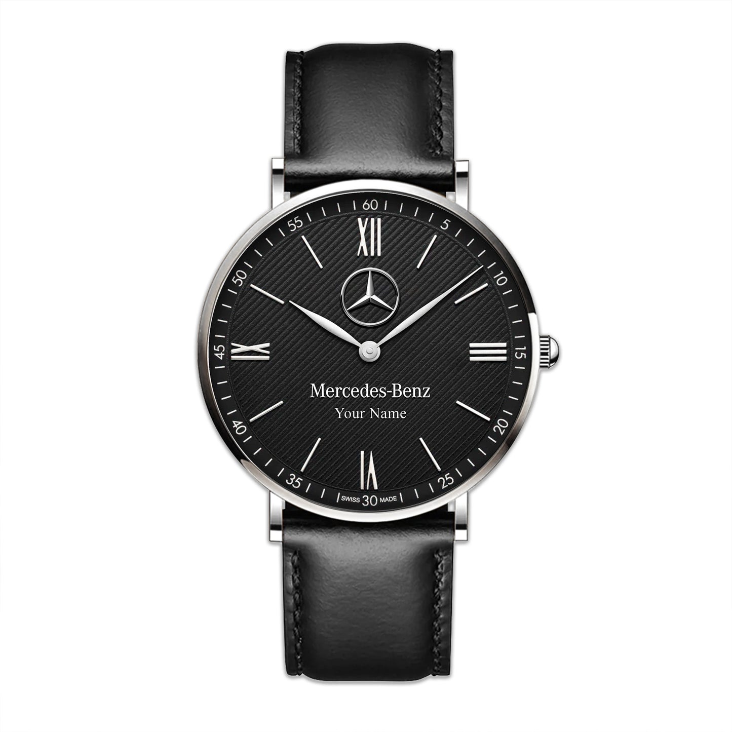 Personalized Merc Mercier Quartz Leather Watch