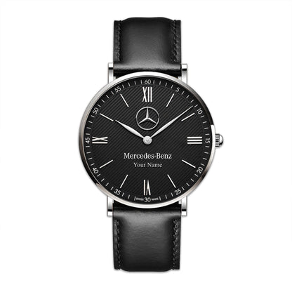Personalized Merc Mercier Quartz Leather Watch