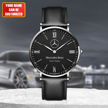 Personalized Merc Mercier Quartz Leather Watch