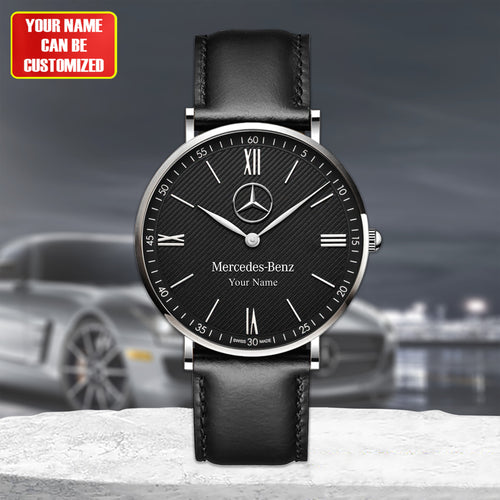 Personalized Merc Mercier Quartz Leather Watch